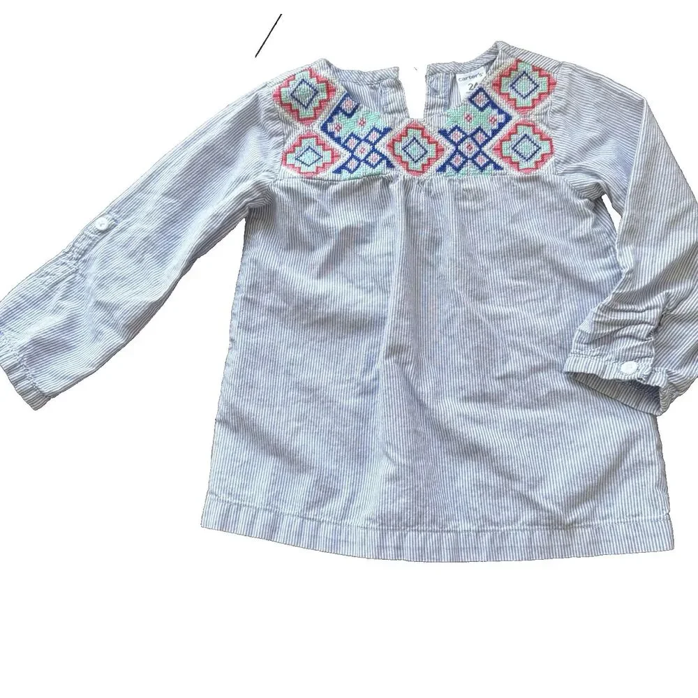Carter’s Embroidered Boho Toddler Girls Long Geo Long Sleeve Tunic 2T